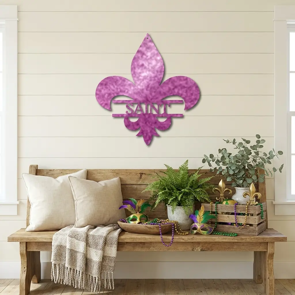 Personalized Fleur De Lis Metal Wall Art – Custom Name Sign – Louisiana Decor – Saints Inspired Wall Decor – Family Name Steel Sign