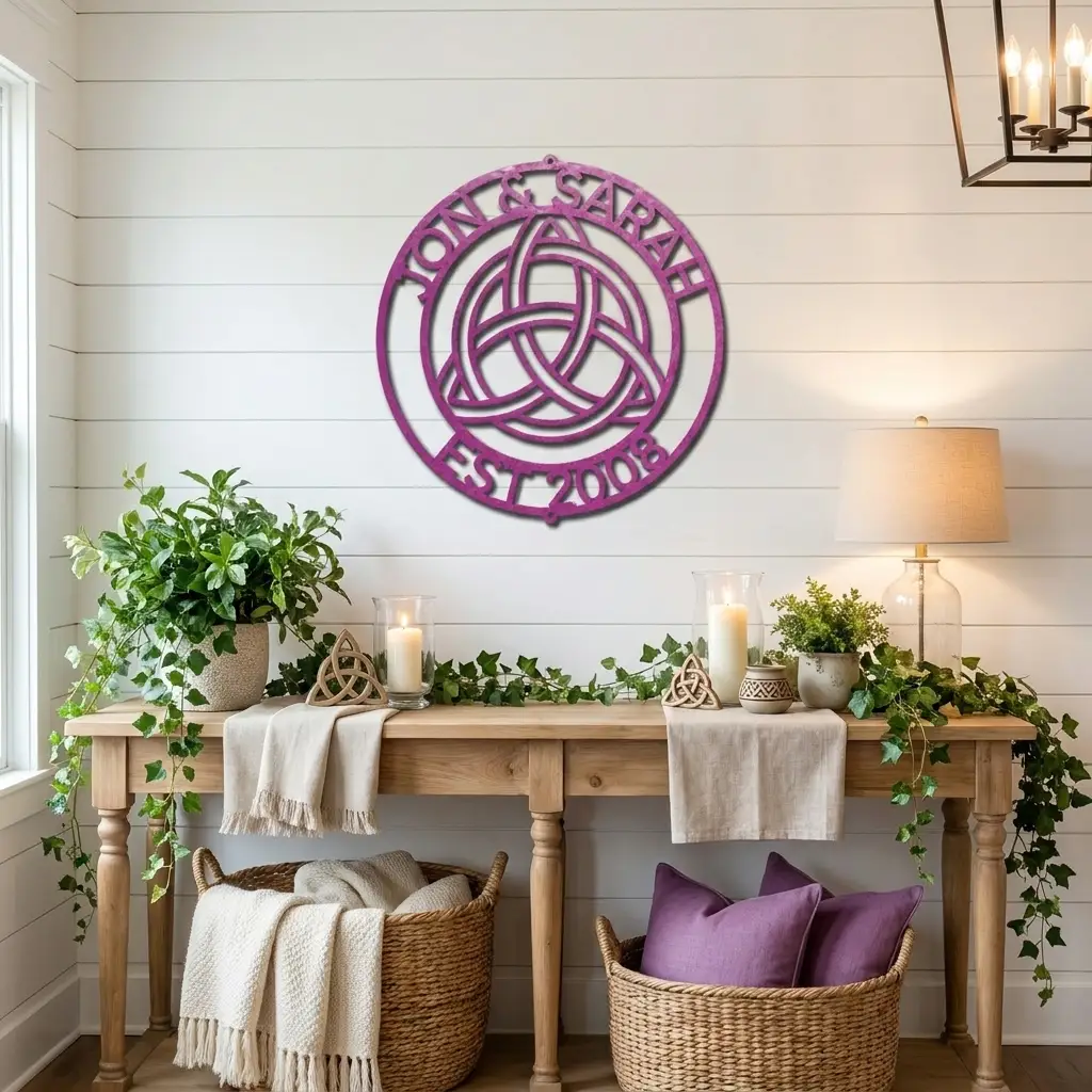 Personalized Celtic Knot Metal Wall Art | Custom Wedding Name Sign | Celtic Trinity Knot Steel Wall Decor | Anniversary Gift | Made in USA
