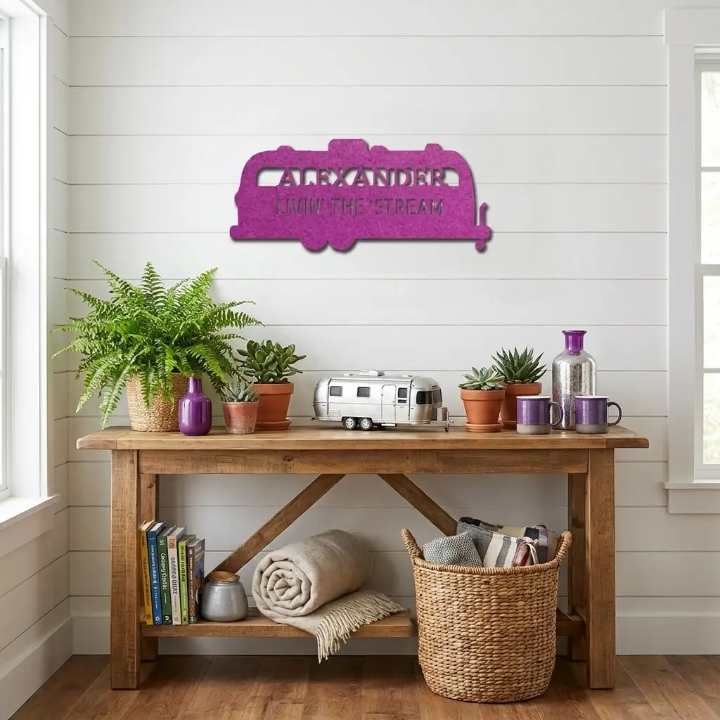 Personalized Airstream Camper Metal Sign – Custom RV Name Sign – Camper Decor – Outdoor RV Sign Gift