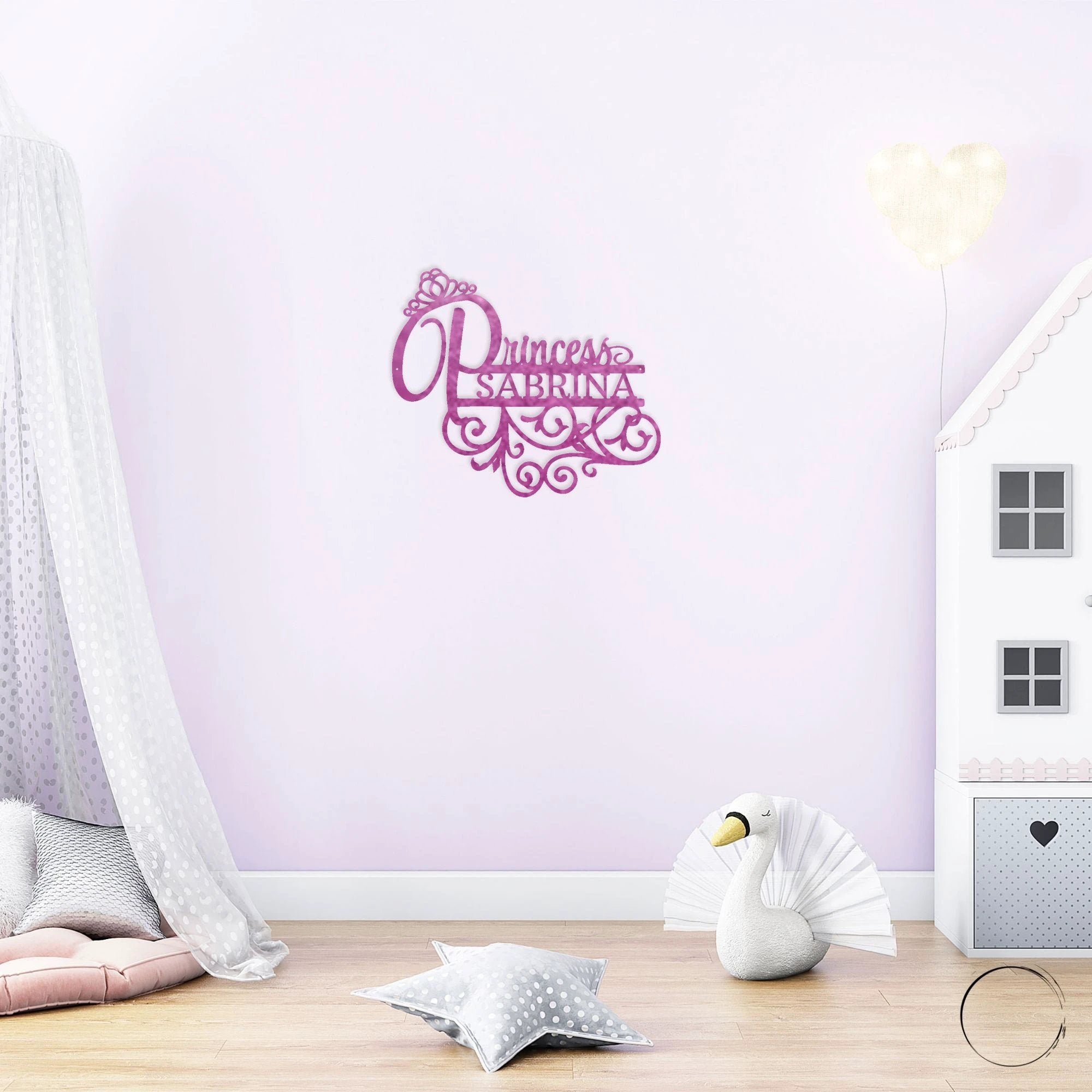 Personalized Princess Name Metal Sign Girls Room Decor Custom Name Wall Art Princess Nursery Decor Baby Girl Room Sign