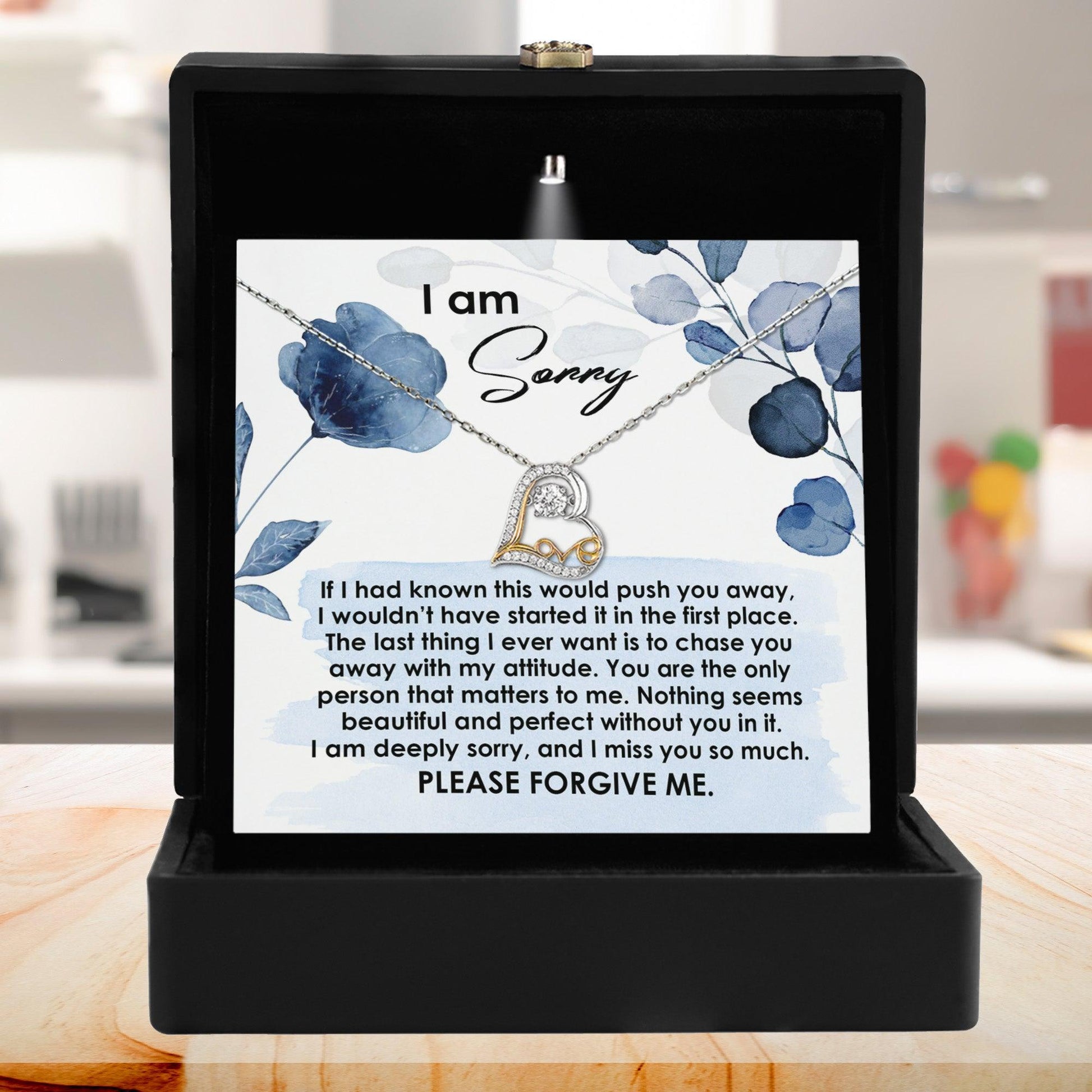 Apology Gift for Girlfriend, Wife, Soulmate - Sorry, Push You Away - Love Dancing Heart Pendant Necklace - Mallard Moon Gift Shop