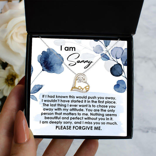 Apology Gift for Girlfriend, Wife, Soulmate - Sorry, Push You Away - Love Dancing Heart Pendant Necklace - Mallard Moon Gift Shop
