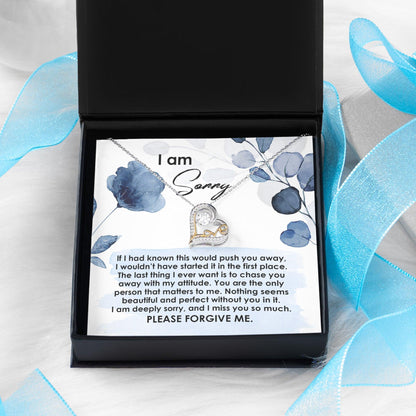 Apology Gift for Girlfriend, Wife, Soulmate - Sorry, Push You Away - Love Dancing Heart Pendant Necklace - Mallard Moon Gift Shop