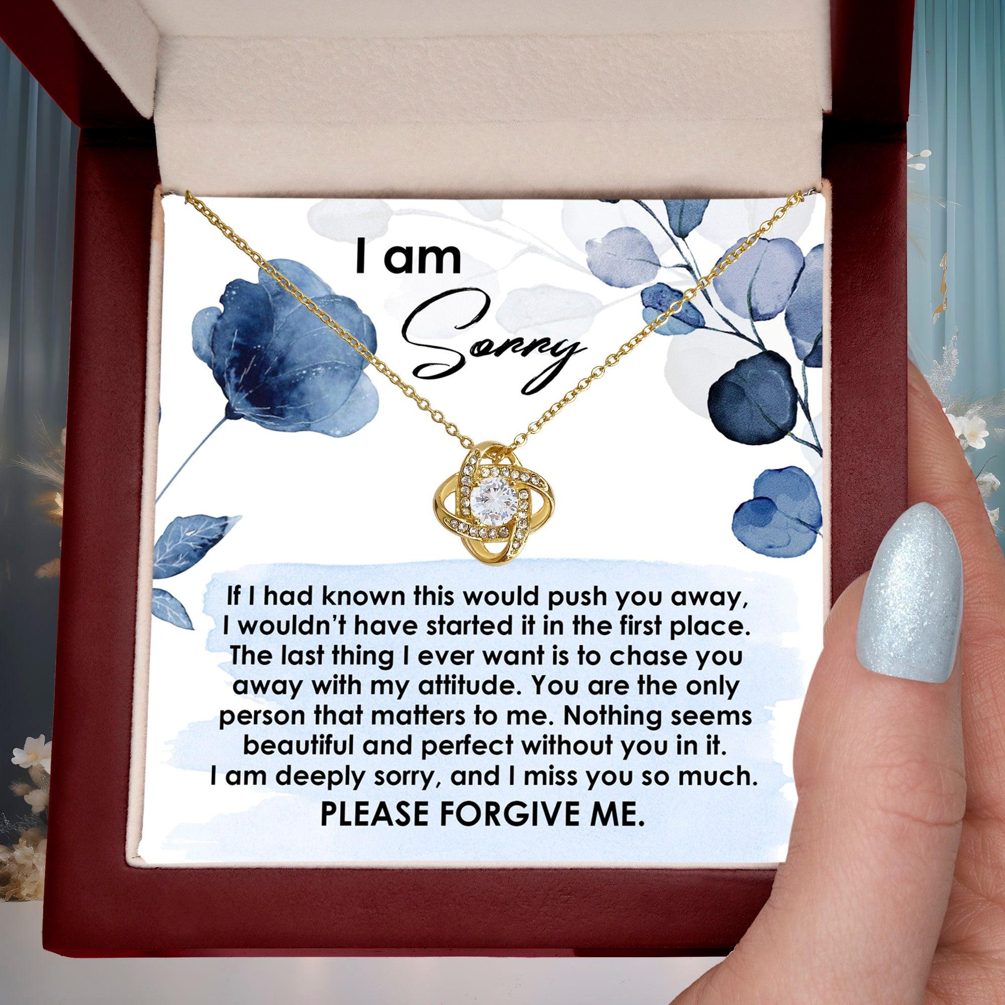 Apology Gift for Girlfriend, Wife, Soulmate - Sorry, Push You Away - Love Knot Pendant Necklace - Mallard Moon Gift Shop