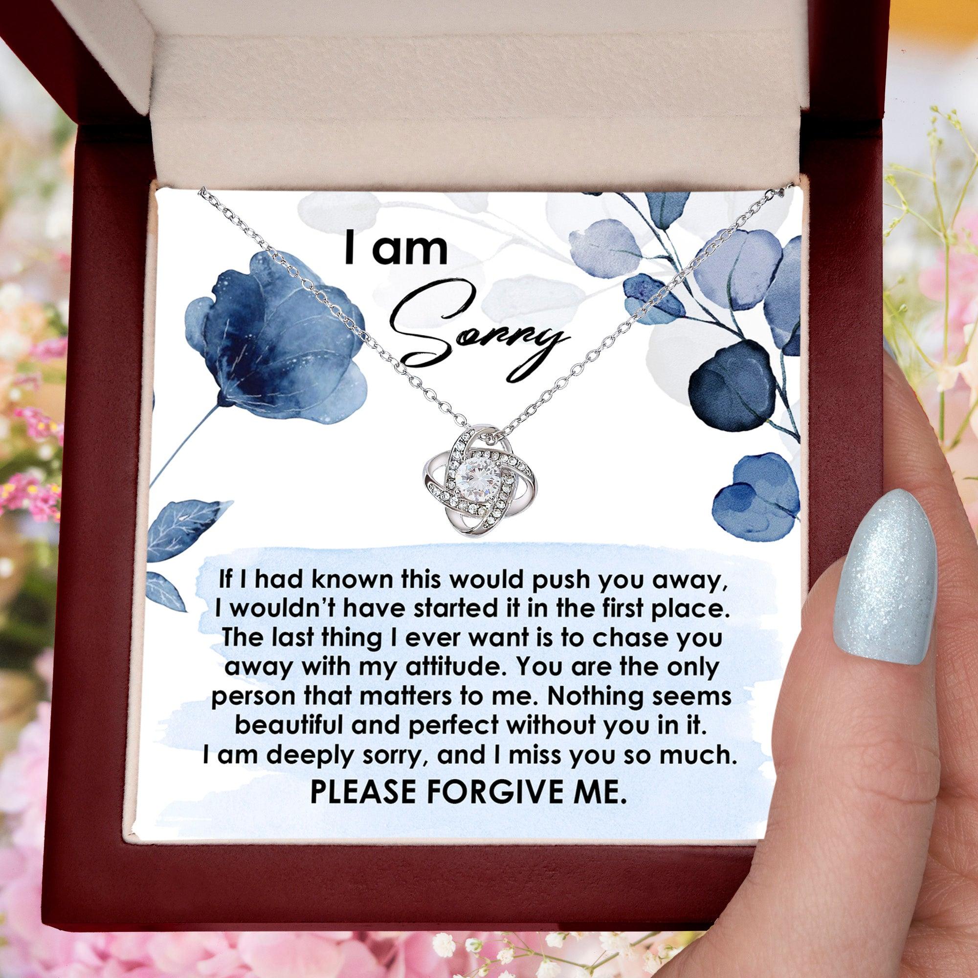 Apology Gift for Girlfriend, Wife, Soulmate - Sorry, Push You Away - Love Knot Pendant Necklace - Mallard Moon Gift Shop