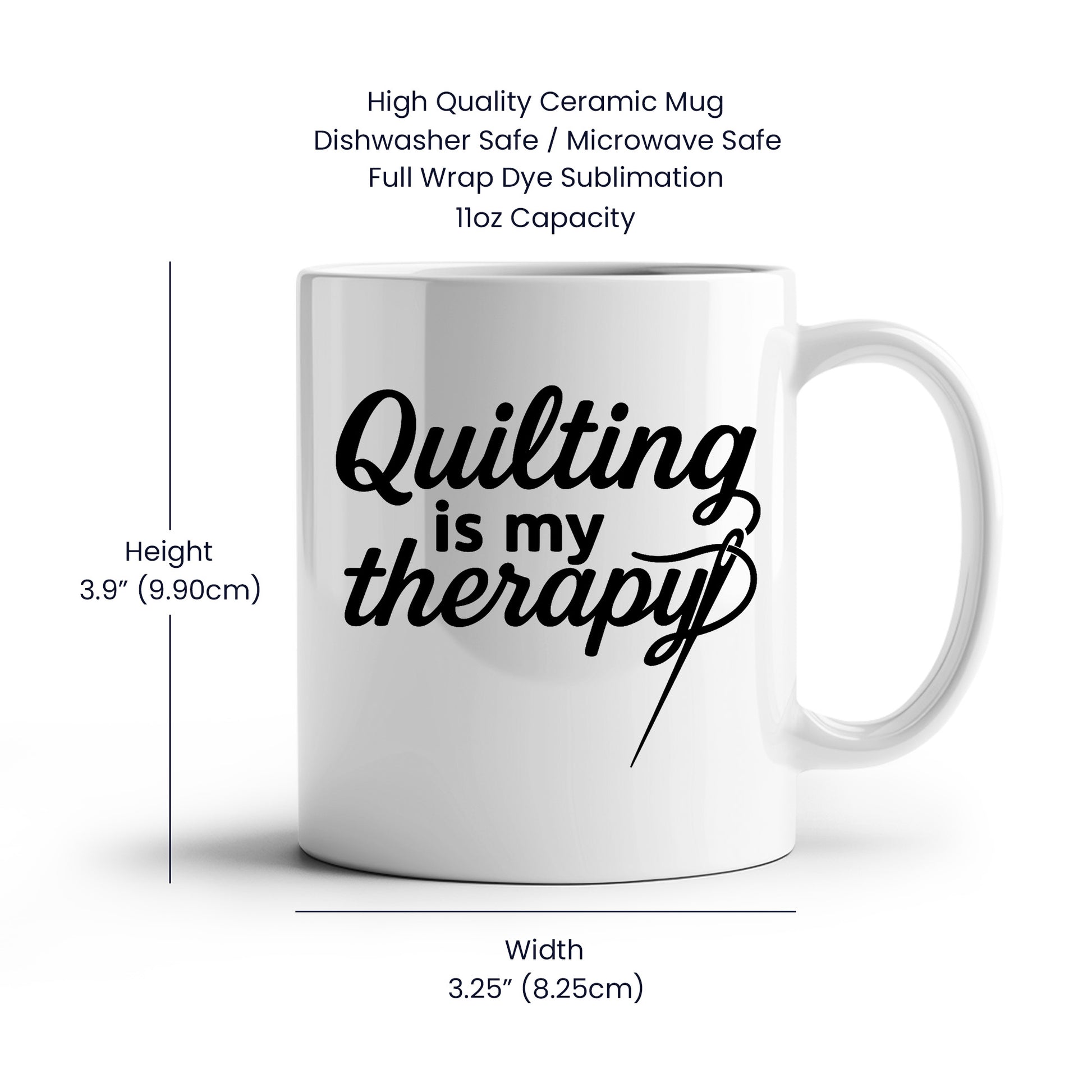 Quilting Is My Therapy Funny Quilter Ceramic Coffee Mug – Gift for Sewing Lovers, Stitchers, and Crafter - Mallard Moon Gift Shop