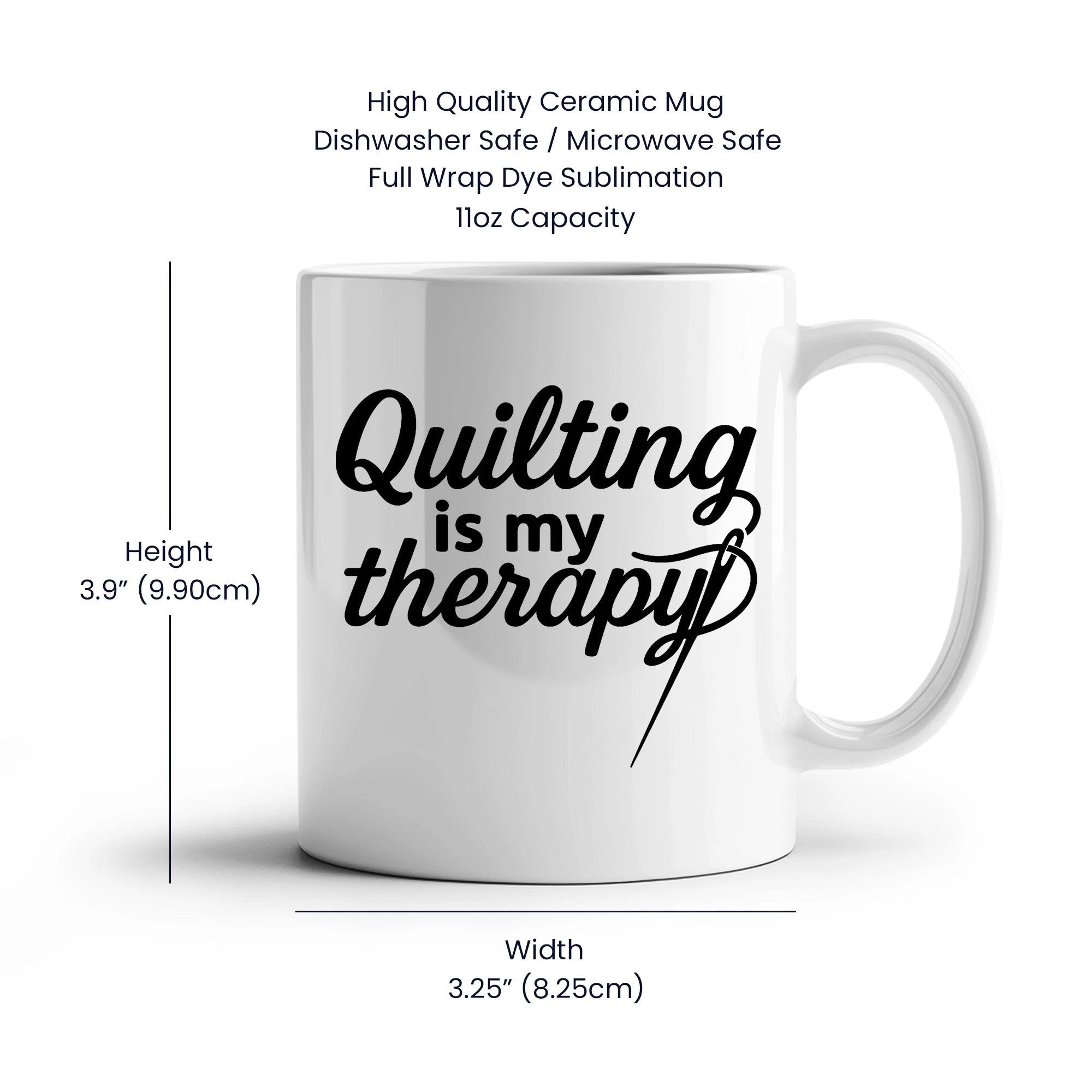 Quilting Is My Therapy Funny Quilter Ceramic Coffee Mug – Gift for Sewing Lovers, Stitchers, and Crafter
