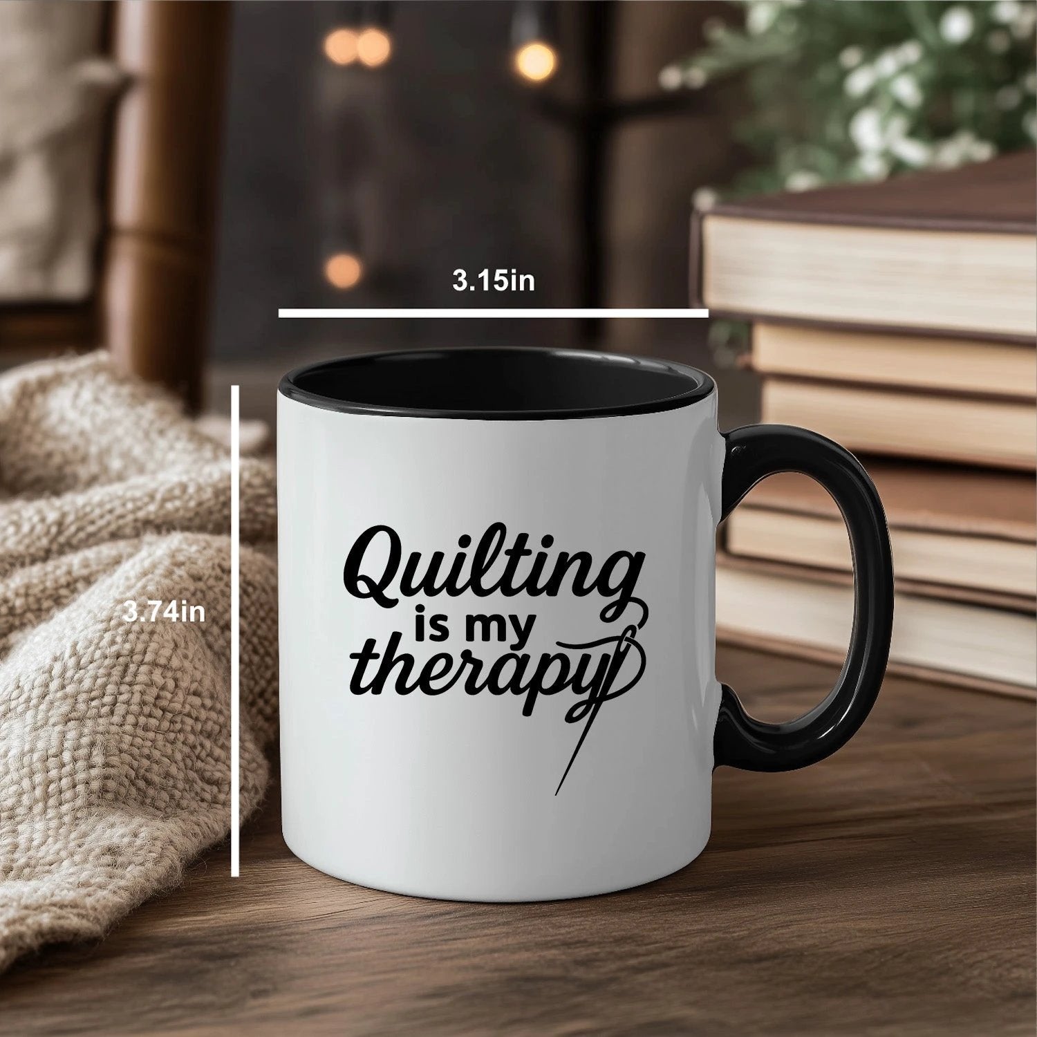 Quilting Is My Therapy Funny Quilter Ceramic Coffee Mug – Gift for Sewing Lovers, Stitchers, and Crafter