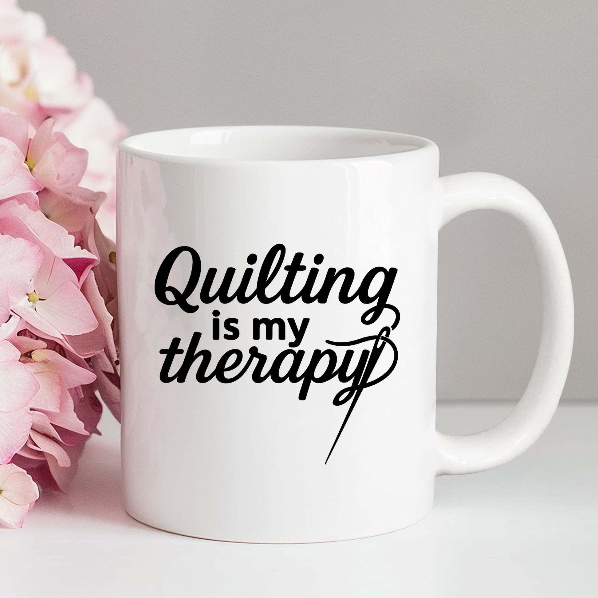 Quilting Is My Therapy Funny Quilter Ceramic Coffee Mug – Gift for Sewing Lovers, Stitchers, and Crafter - Mallard Moon Gift Shop