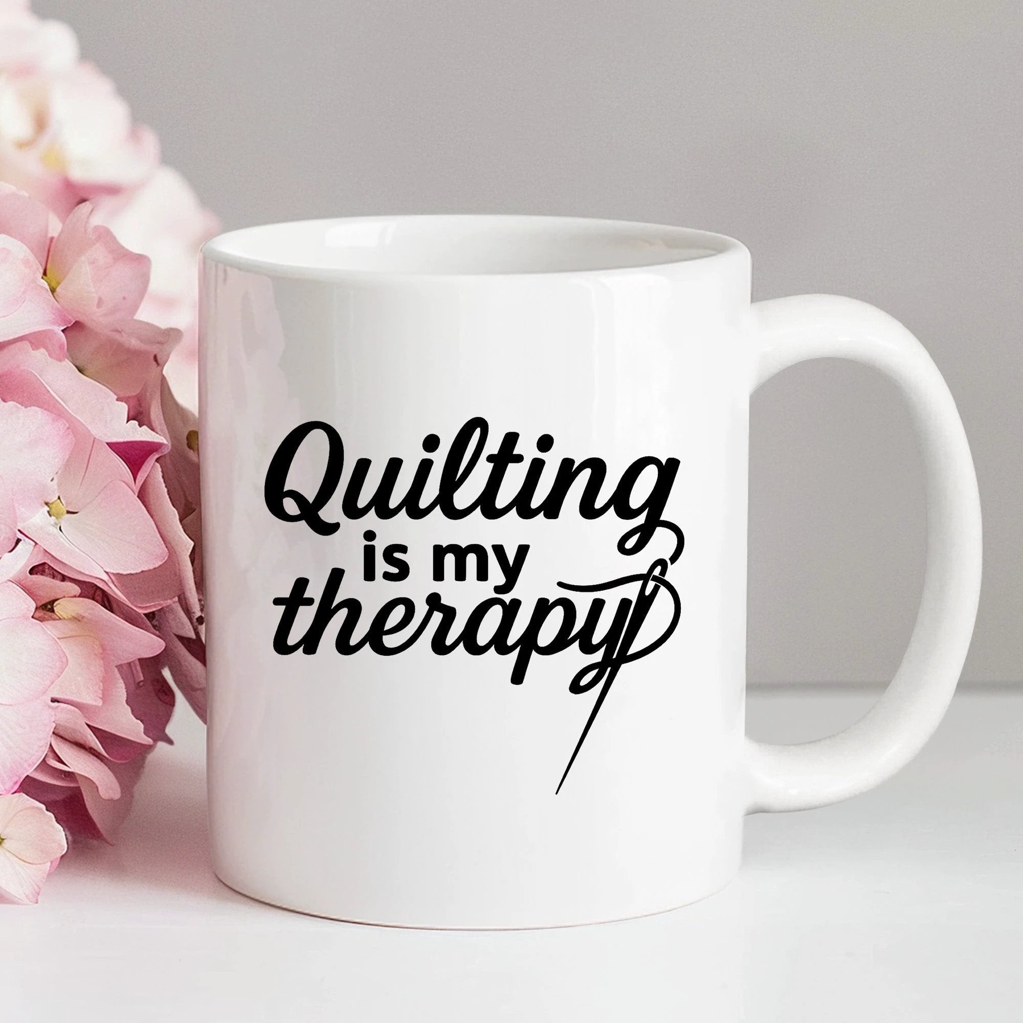 Quilting Is My Therapy Funny Quilter Ceramic Coffee Mug – Gift for Sewing Lovers, Stitchers, and Crafter