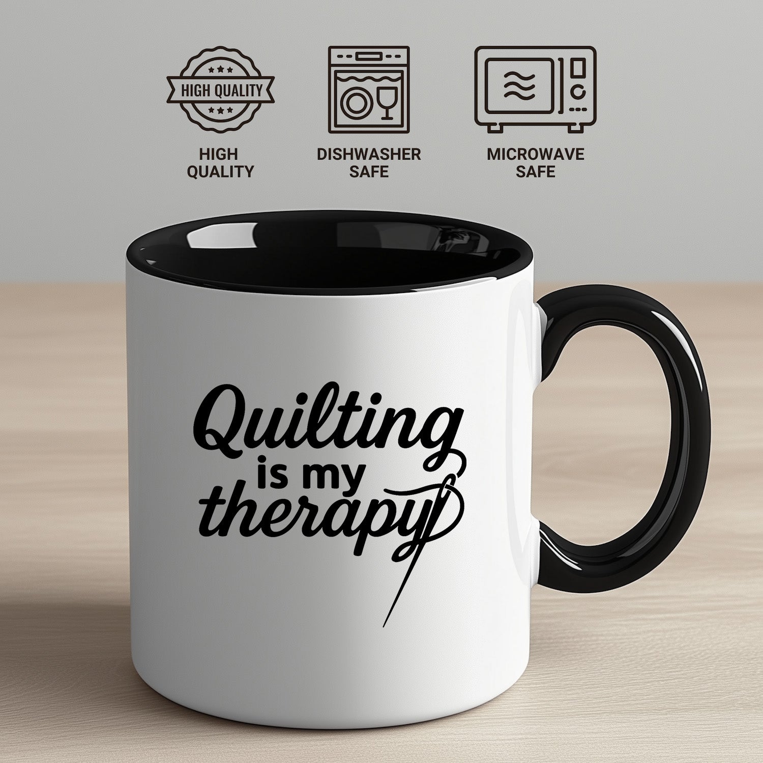 Quilting Is My Therapy Funny Quilter Ceramic Coffee Mug – Gift for Sewing Lovers, Stitchers, and Crafter - Mallard Moon Gift Shop
