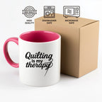 Quilting Is My Therapy Funny Quilter Ceramic Coffee Mug – Gift for Sewing Lovers, Stitchers, and Crafter