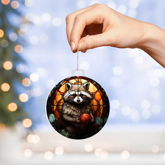Raccoon Acrylic Keepsake Christmas Ornament Suncatcher - Mallard Moon Gift Shop