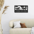 Racing Horses Monogram Personalized Indoor Outdoor Steel Wall Sign Art