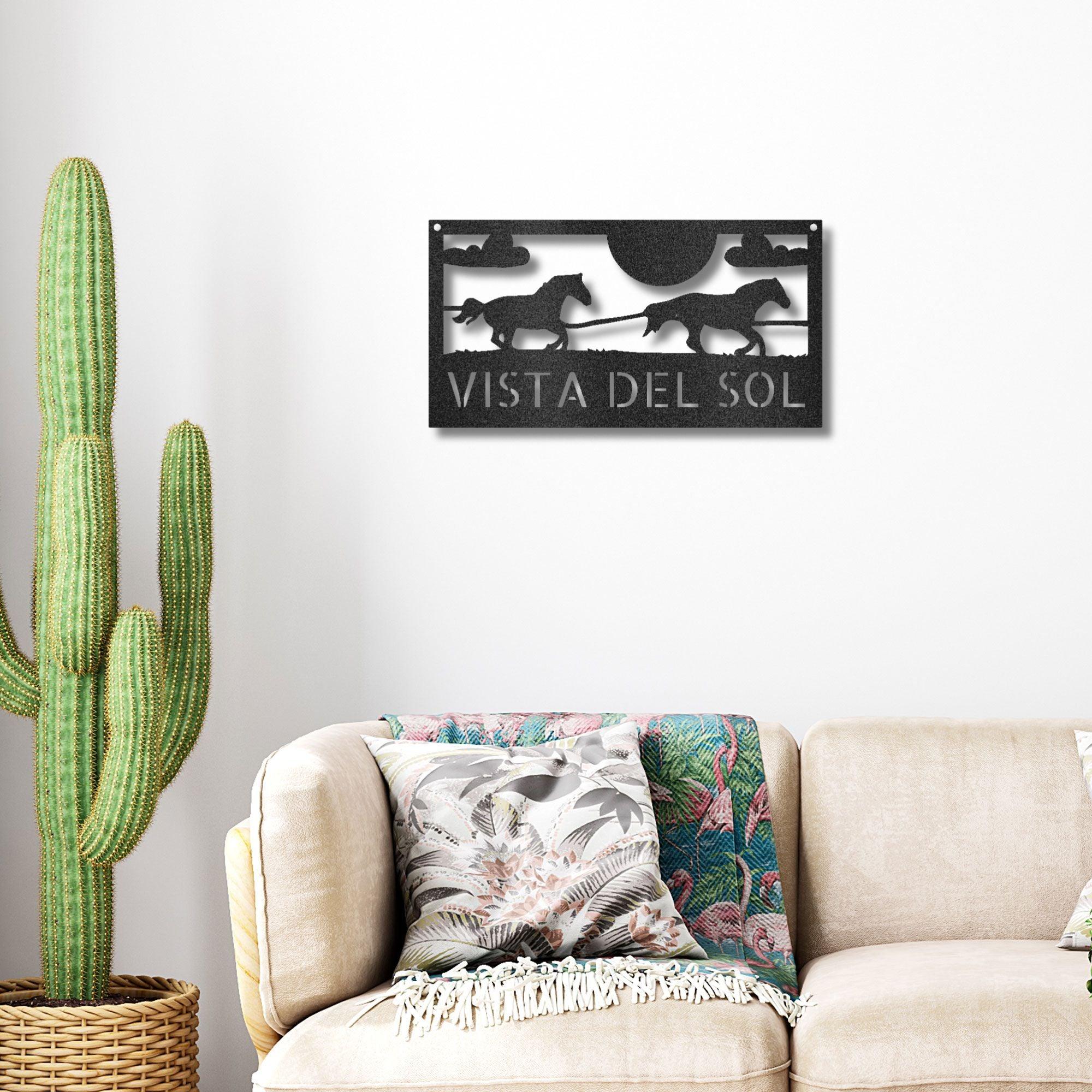 Racing Horses Monogram Personalized Indoor Outdoor Steel Wall Sign Art - Mallard Moon Gift Shop