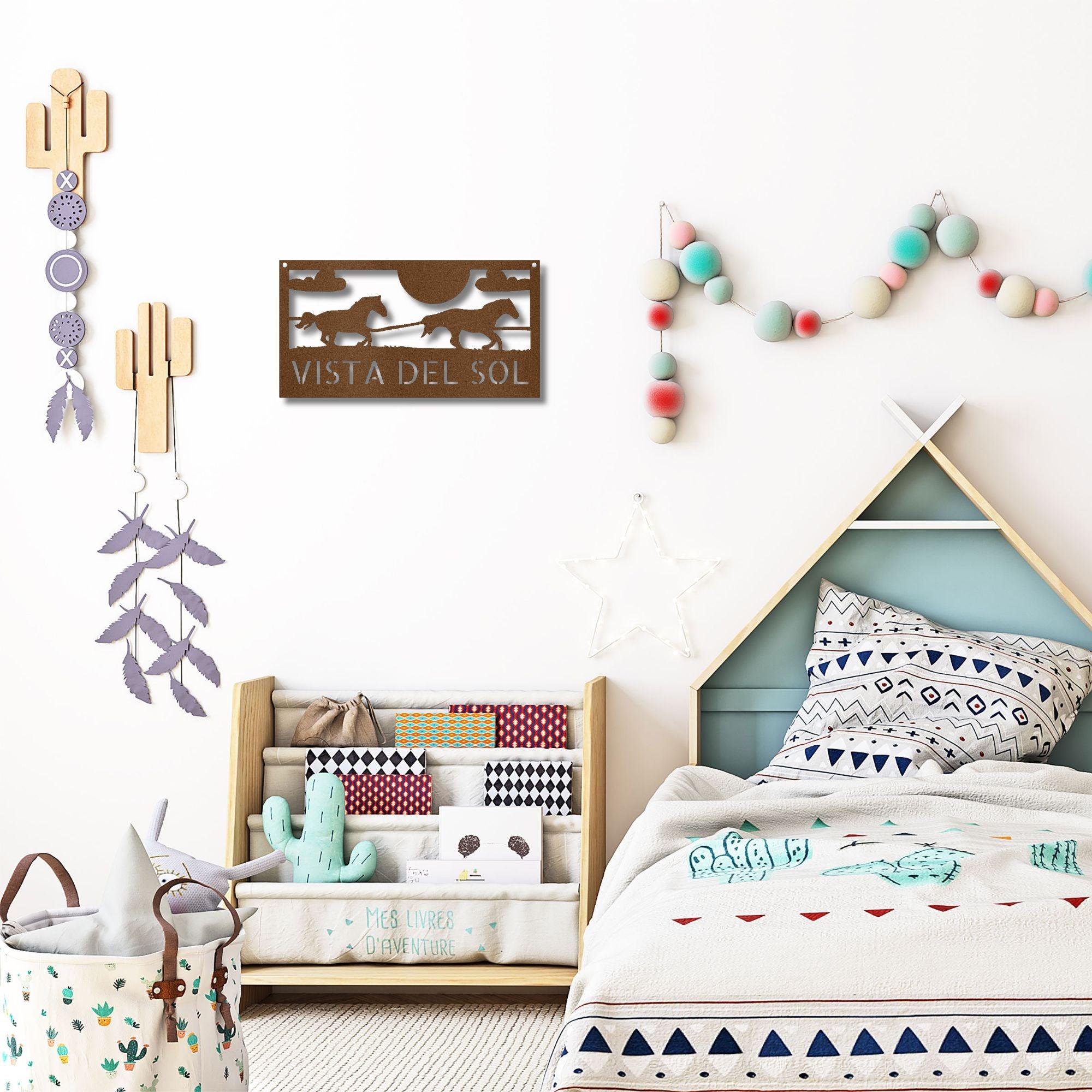 Racing Horses Monogram Personalized Indoor Outdoor Steel Wall Sign Art - Mallard Moon Gift Shop