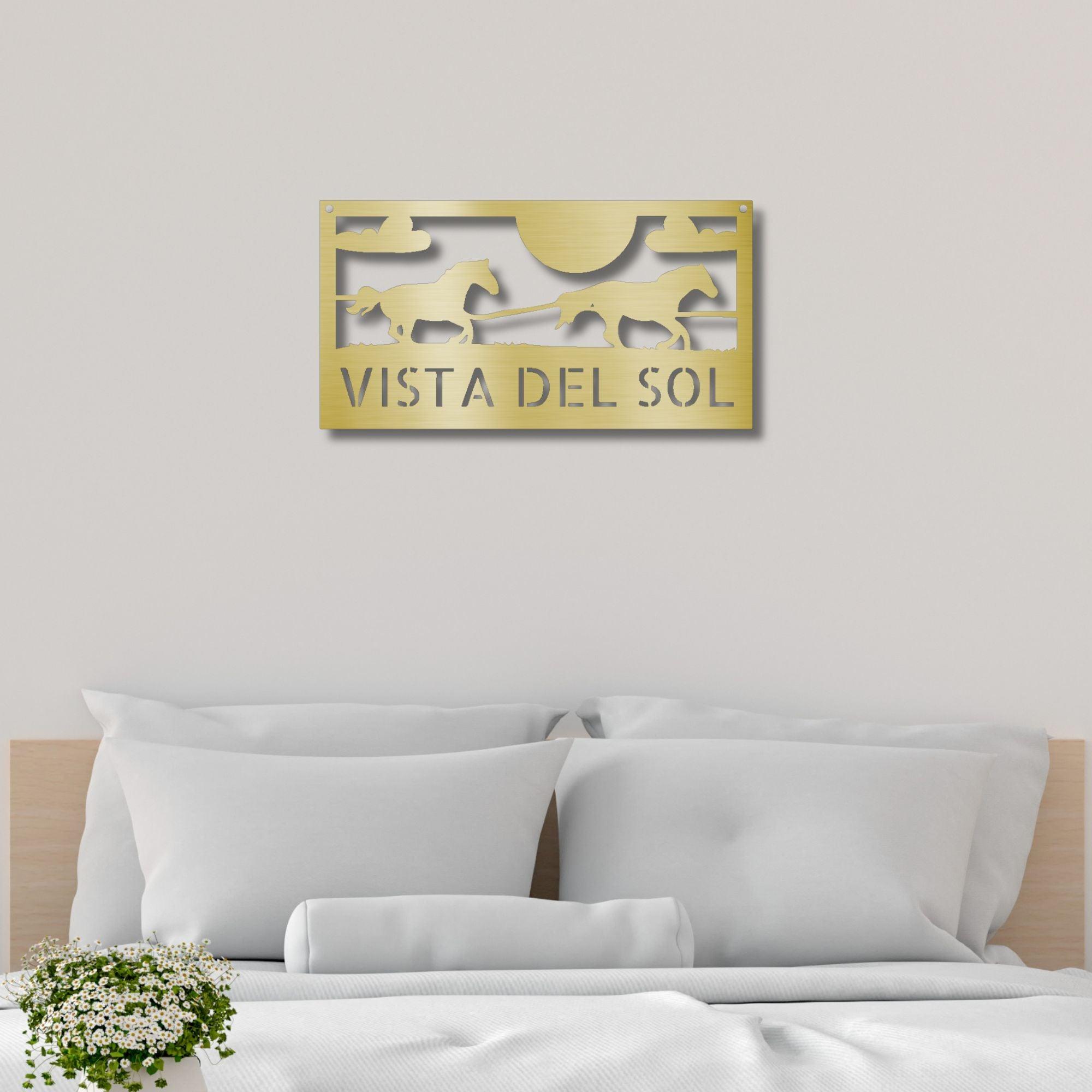 Racing Horses Monogram Personalized Indoor Outdoor Steel Wall Sign Art - Mallard Moon Gift Shop