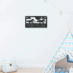 Racing Horses Monogram Personalized Indoor Outdoor Steel Wall Sign Art