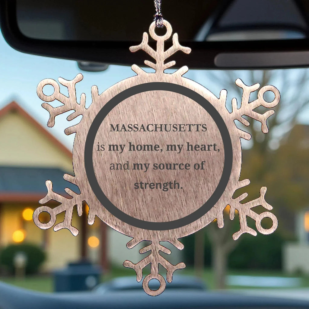 Massachusetts is my home Gifts, Lovely Massachusetts Birthday Christmas Snowflake Ornament For People from Massachusetts, Men, Women, Friends