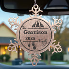 Personalized 3 Gnome Family Snowflake Ornament – Custom Stainless Steel Christmas Keepsake with Gift Bag – Engraved Names & Dates Holiday Decor for Family, Friends, Couples