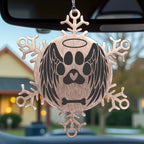 Personalized Pet Name Angel Remembrance Laser Engraved Stainless Steel Snowflake Tree Ornament