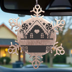 Personalized Snowflake Tree Ornament Family Name Laser Engraved Stainless Steel Gingerbread House