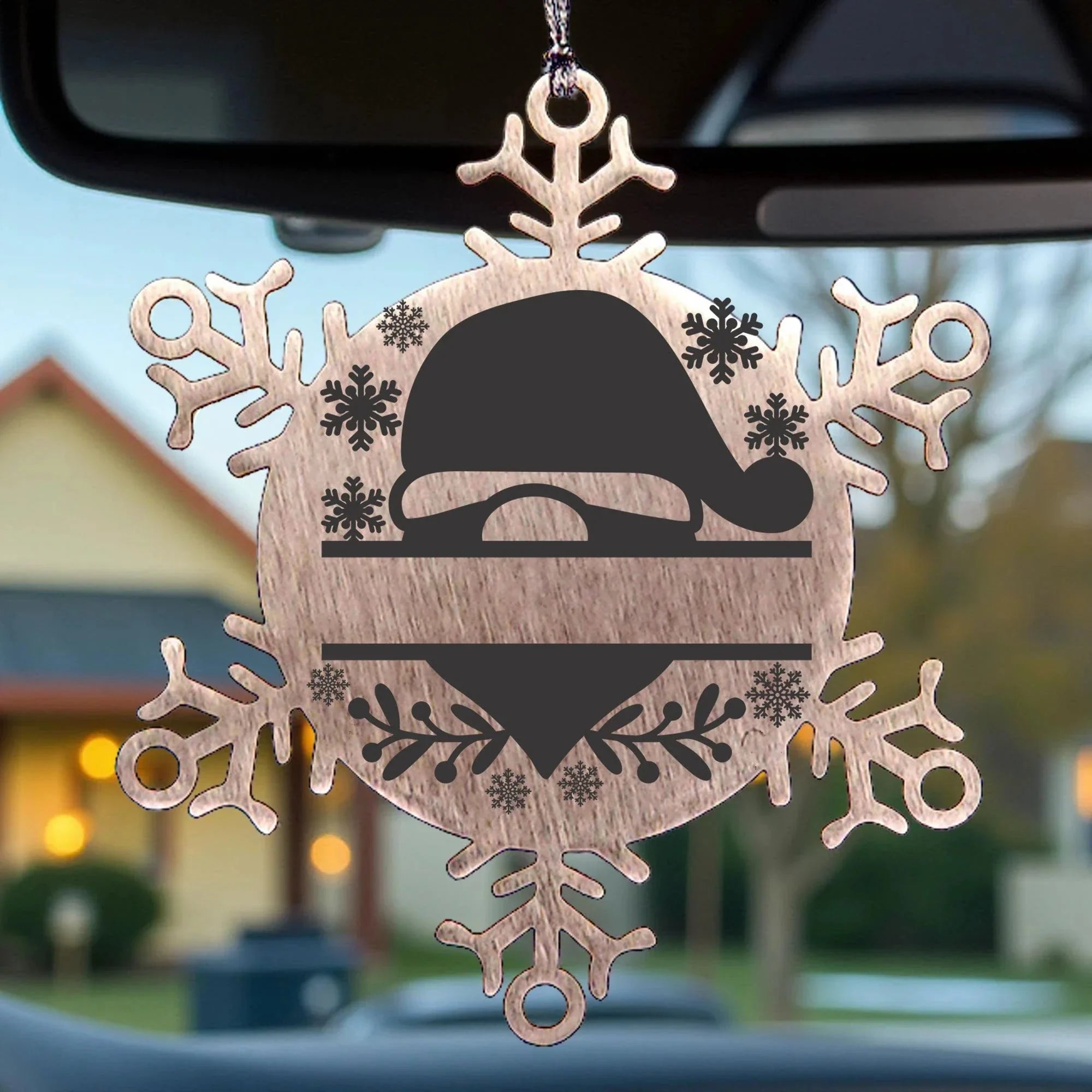 Personalized Santa Claus Family Name Laser Engraved Stainless Steel Snowflake Tree Ornament