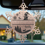 Personalized Snowman Snowflake Christmas Tree Ornament Family Name Laser Engraved Stainless Steel