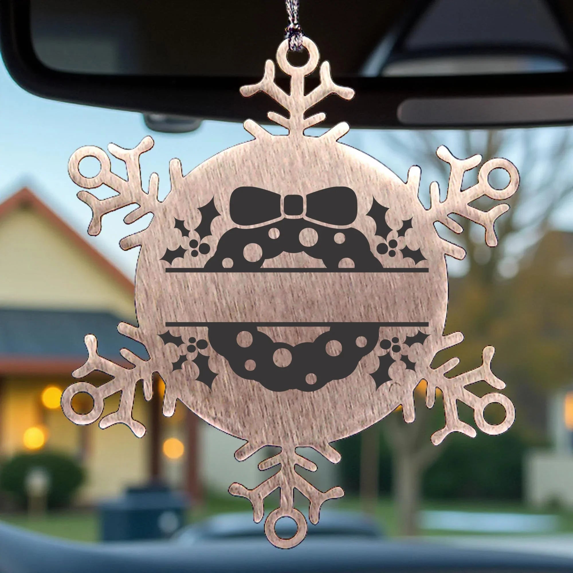 Personalized Christmas Wreath Laser Engraved Snowflake Stainless Steel Tree Ornament