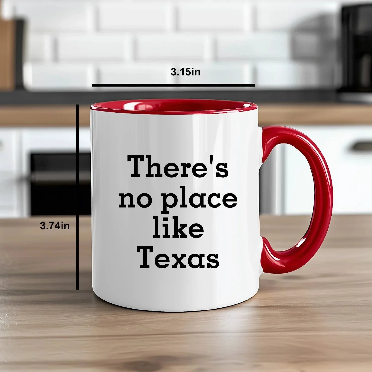 There's No Place Like Texas Two Tone Coffee Mug - Funny Valentine's Day Unique Gifts for Friends from Texas - Black and White, Red and White, Navy and White, Pink and White