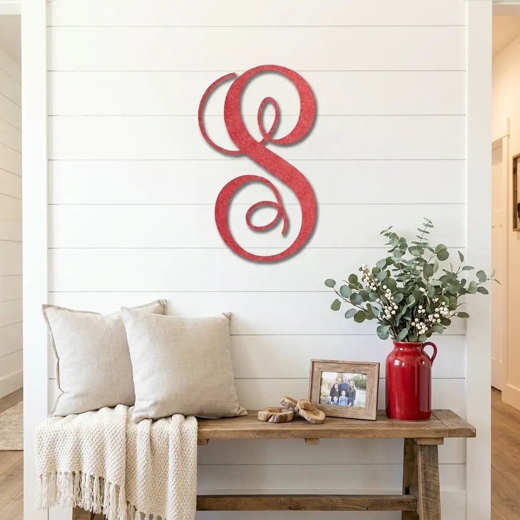 Fancy Initial Custom Monogram Metal Wall Art