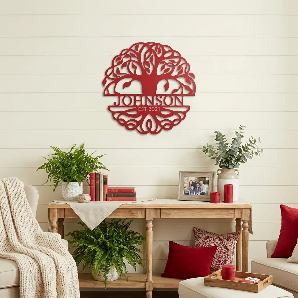 Personalized Tree of Life Metal Wall Art | Custom Family Name & Established Date Sign