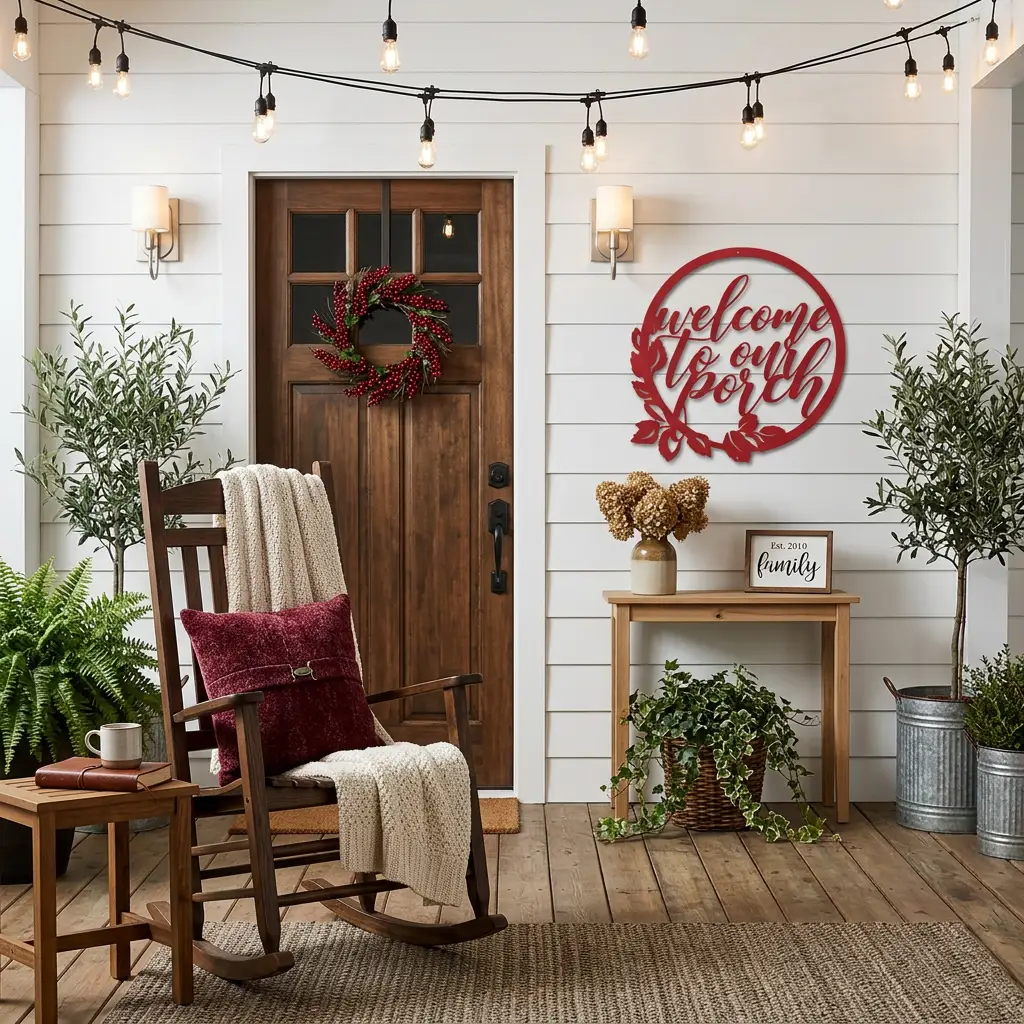 Welcome to Our Porch Indoor Outdoor Steel Wall Sign