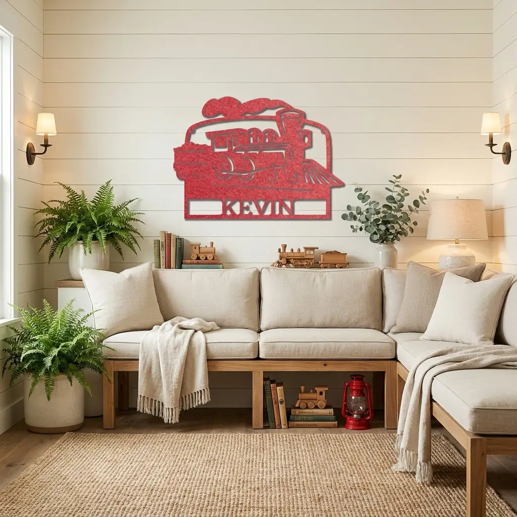 Personalized Coal Train Metal Wall Art | Custom Family Name or Address Train Sign | Steam Locomotive Steel Decor | Made in USA