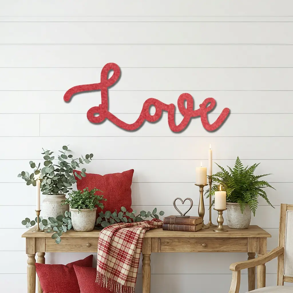 Love Script Metal Word Art Wall Sign