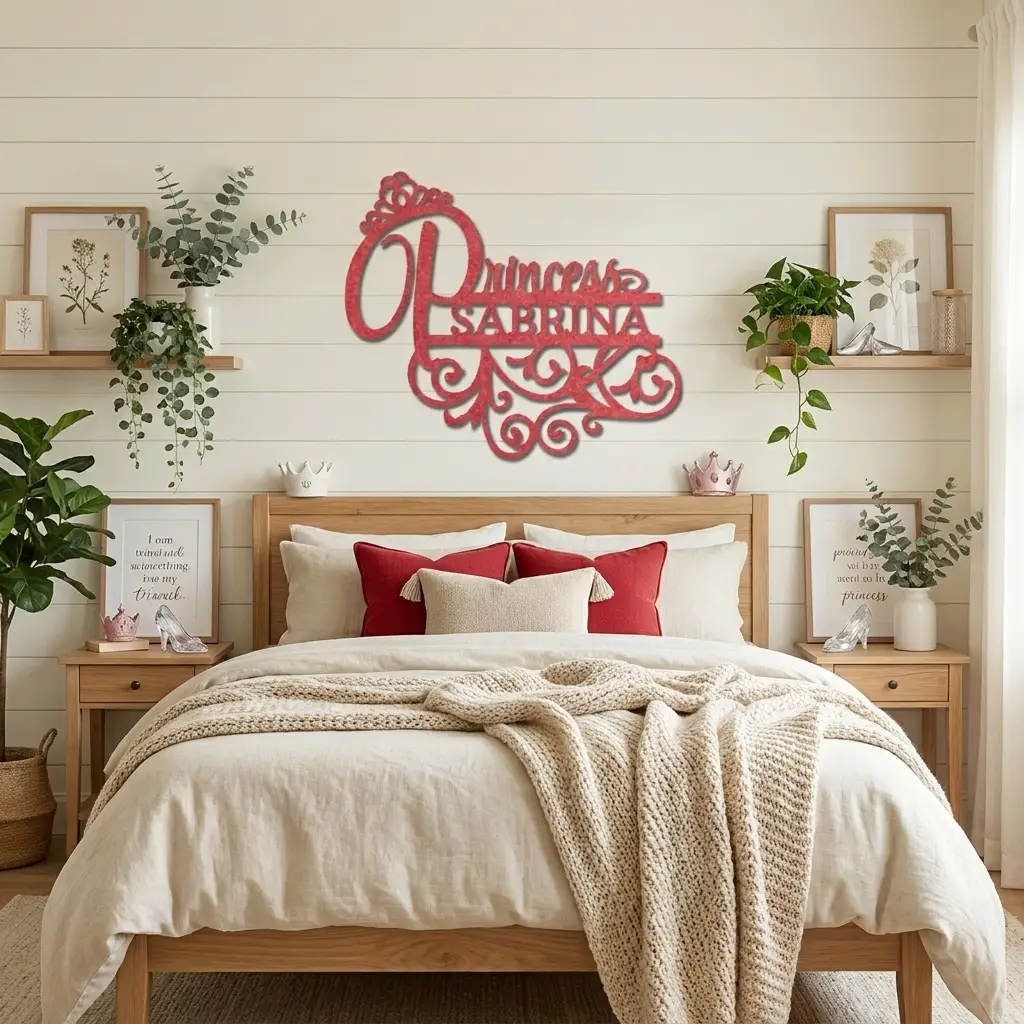 Personalized Princess Name Metal Wall Art | Custom Princess Bedroom Sign | Girls Room Decor | Crown Name Sign | Made in USA