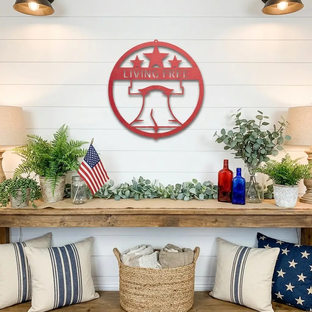 Personalized Liberty Bell Metal Sign | Custom Patriotic Wall Art | American Freedom Decor | Liberty Bell Steel Wall Hanging | Made in USA