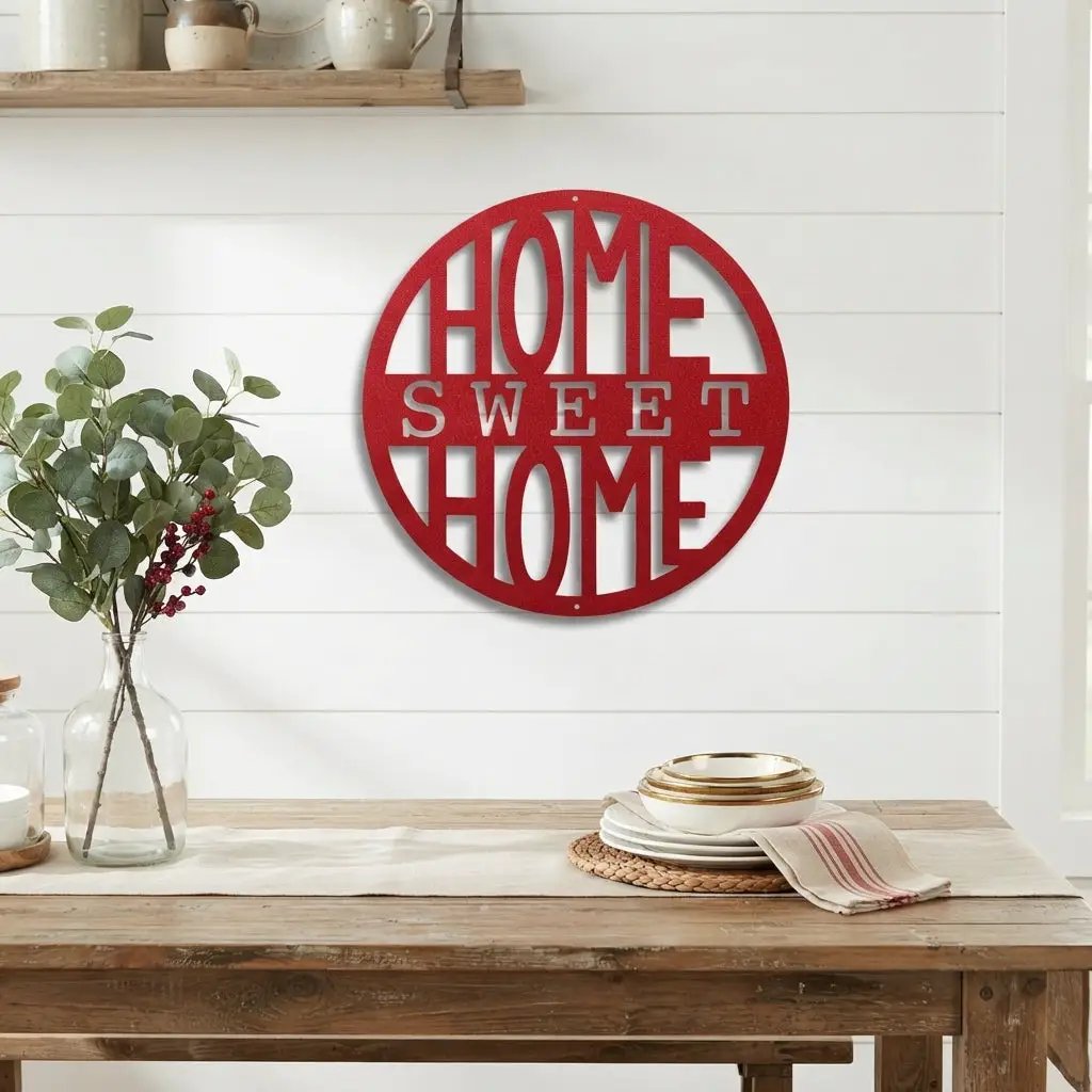 Home Sweet Home Metal Wall Art | Farmhouse Wall Decor | Rustic Home Sign | Modern Metal Wall Hanging | Made in USA