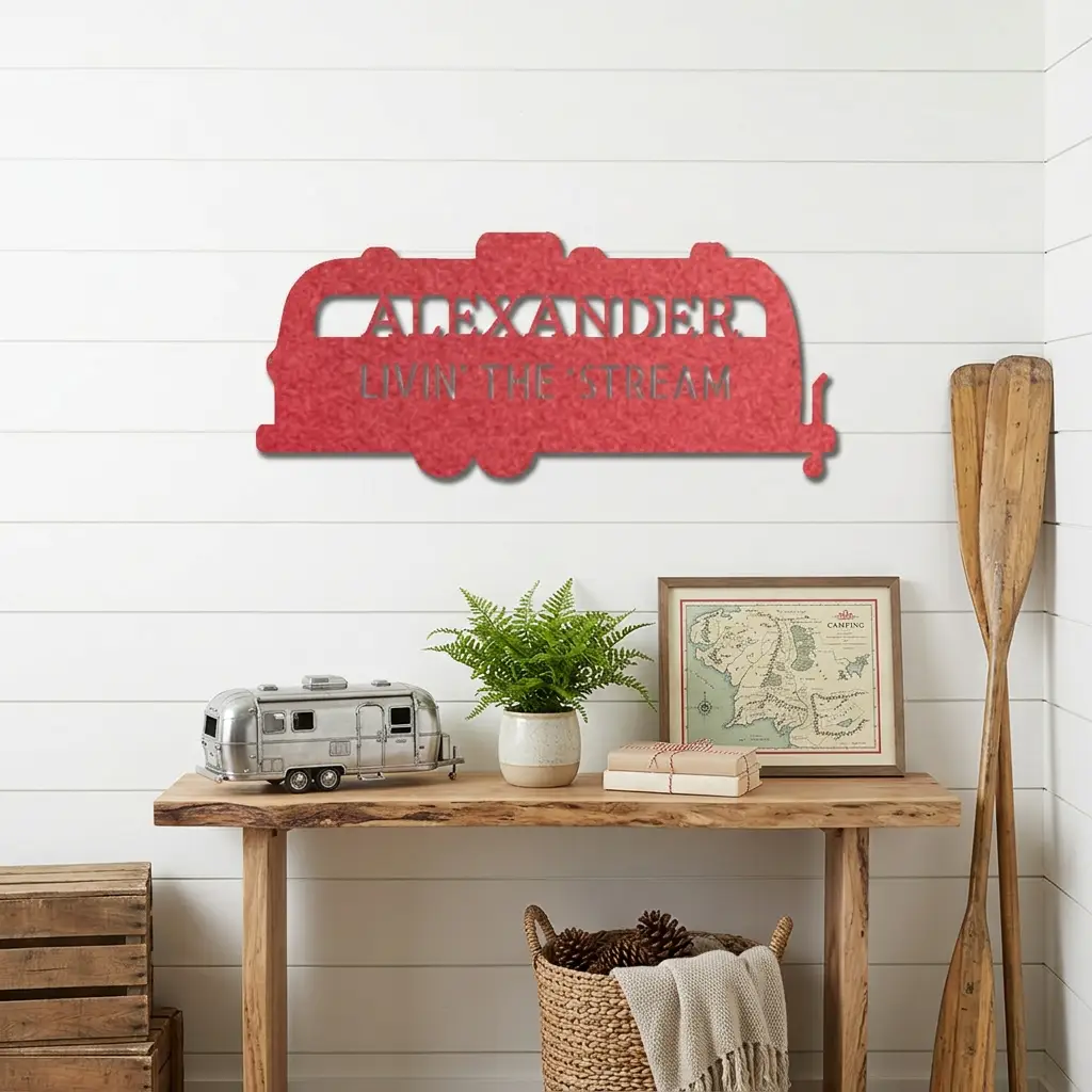 Personalized Airstream Camper Metal Sign – Custom RV Name Sign – Camper Decor – Outdoor RV Sign Gift