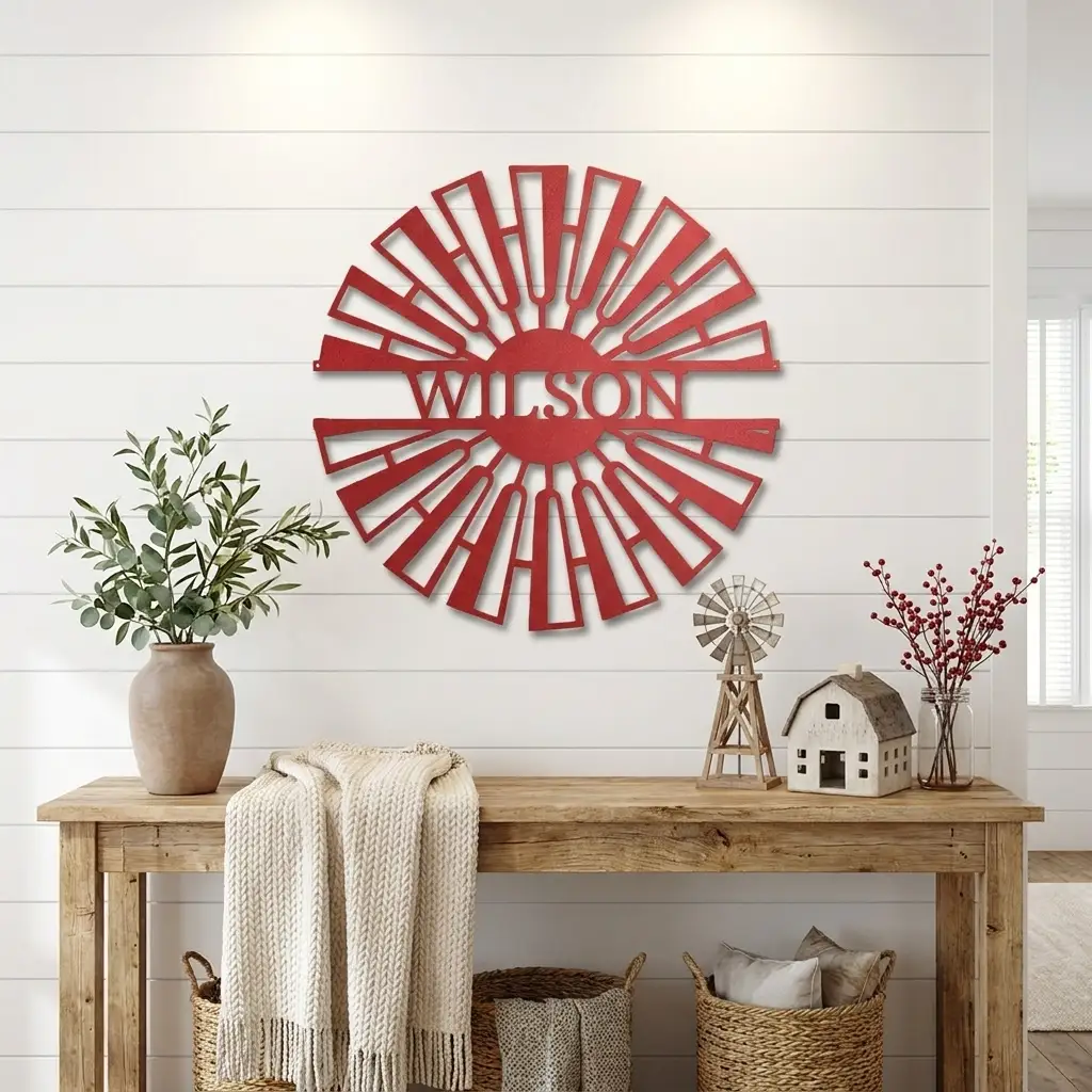 Windmill Custom Name Steel Wall Sign Metal Art