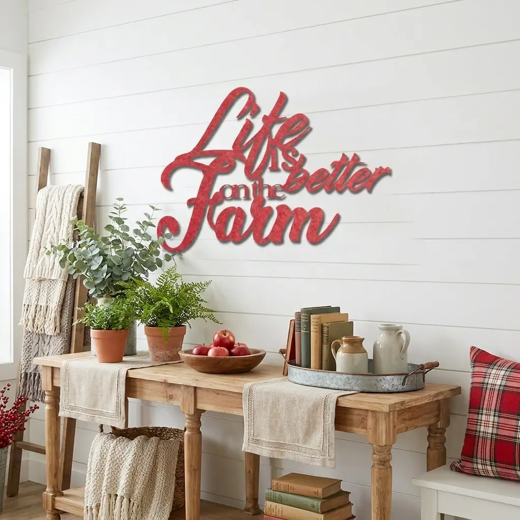 Life is Better on the Farm Quote Indoor Outdoor Steel Wall Sign