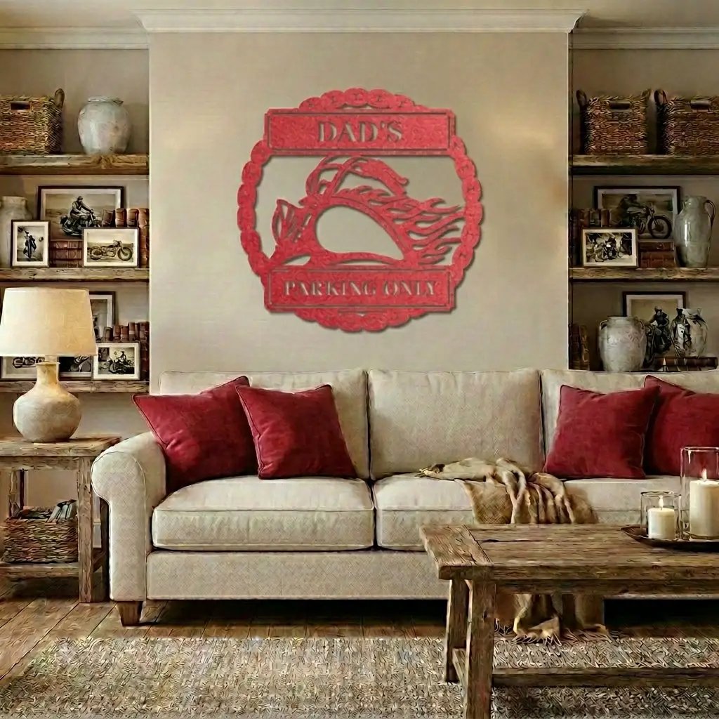 Personalized Motorcycle Metal Wall Art Sign – Custom Biker Name Sign – Garage Wall Decor – Man Cave Motorcycle Gift