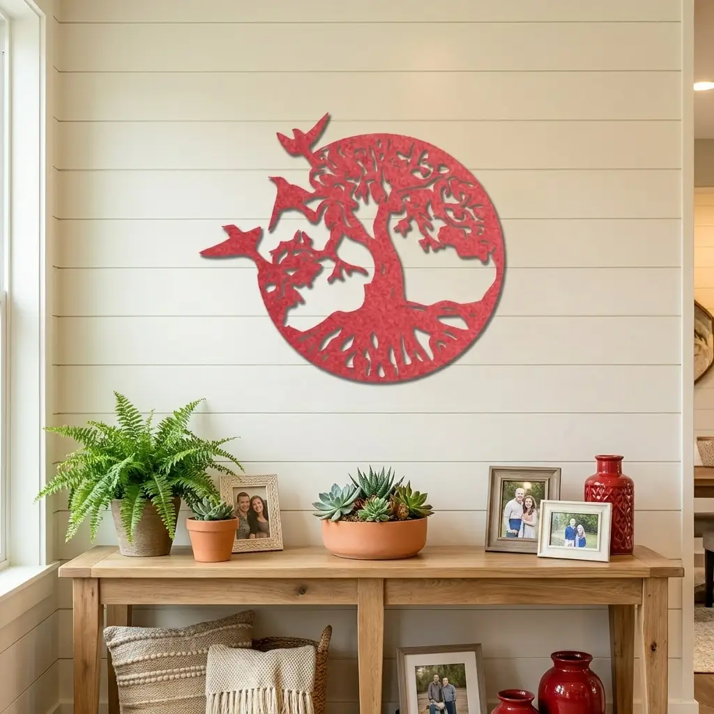 Tree of Life with Birds Metal Wall Art | Nature Inspired Steel Wall Decor | Rustic Tree Silhouette | Made in USA