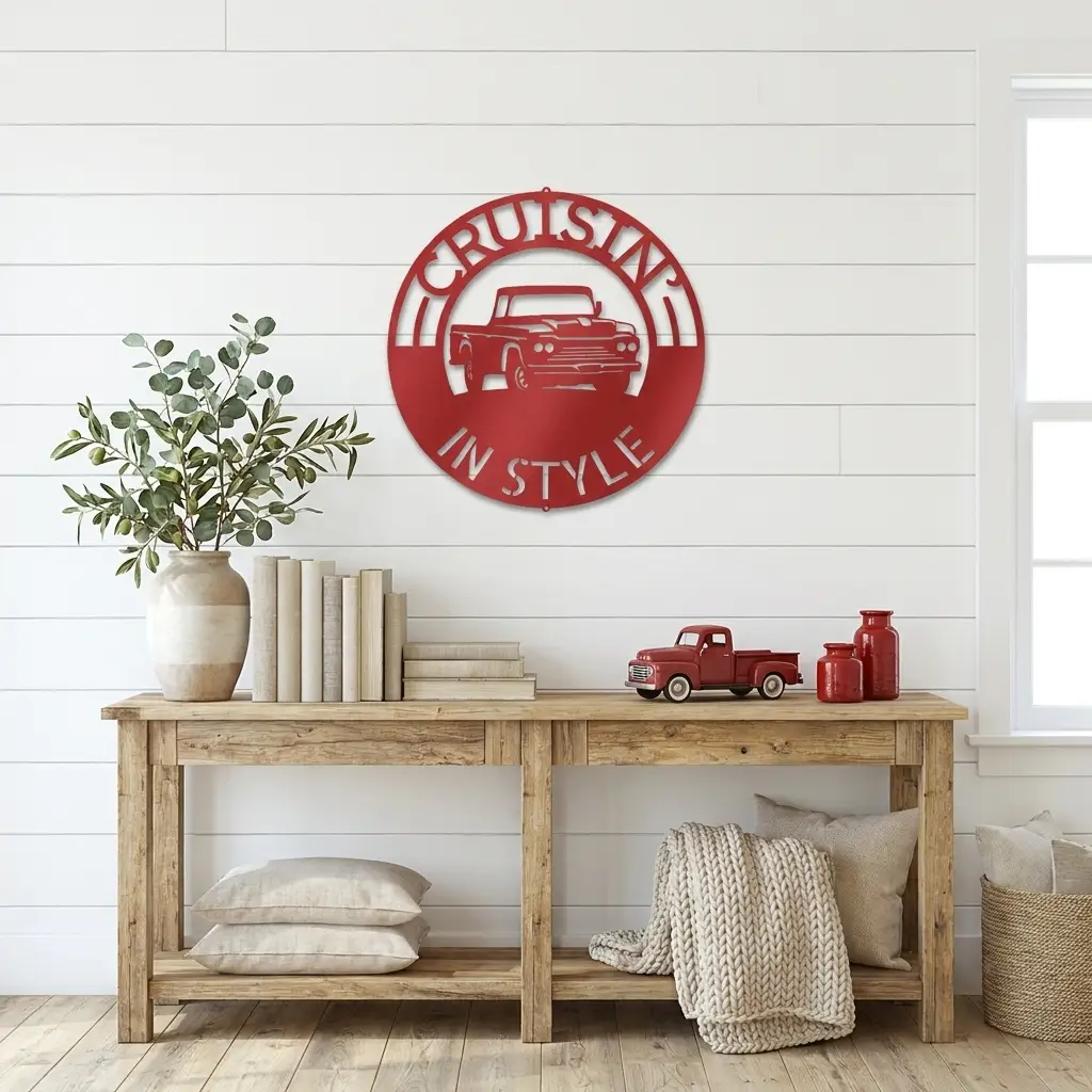 Classic Pickup Truck Personalized Indoor Outdoor Steel Sign Wall Sign