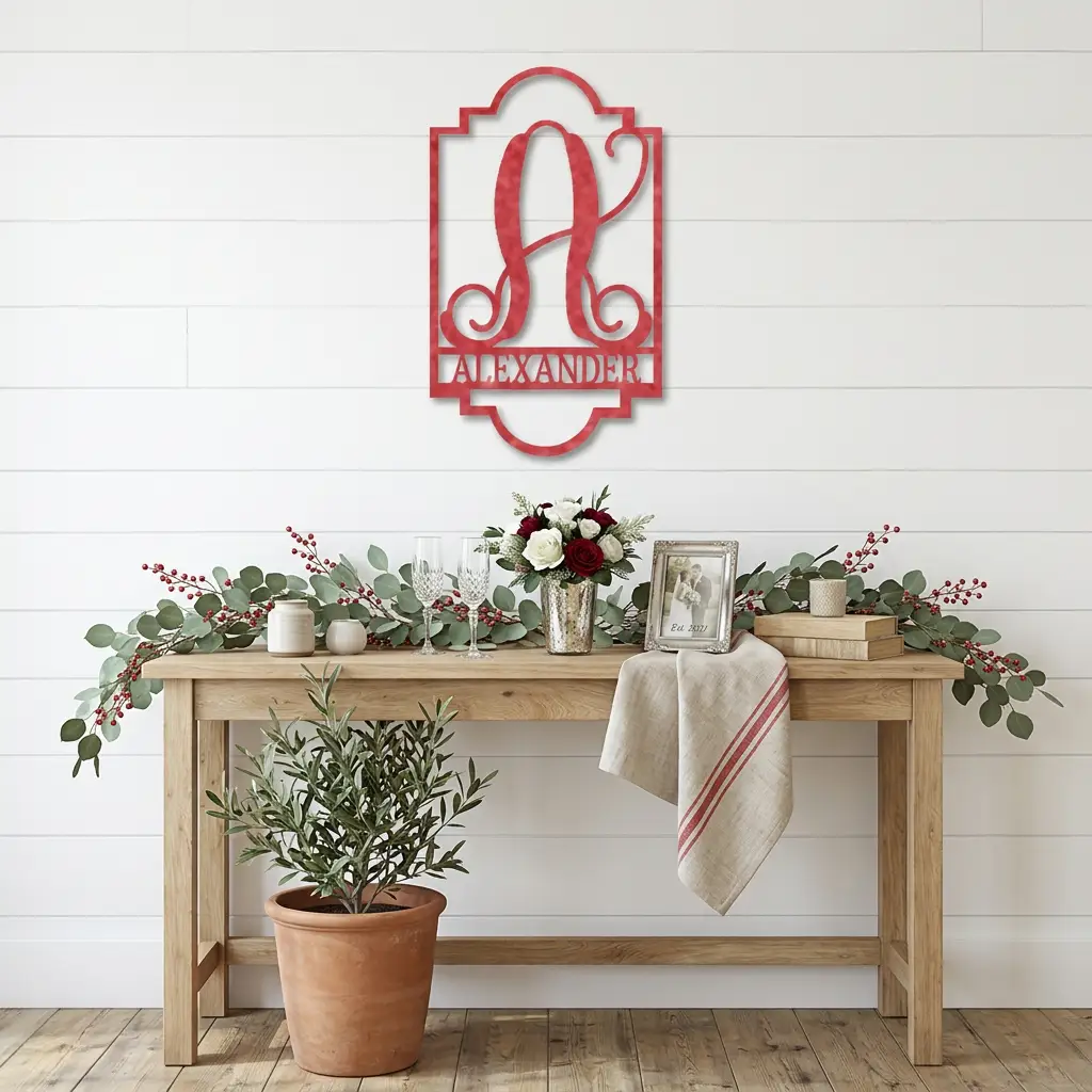 Regal Monogram Custom Name and Initial Metal Wall Art