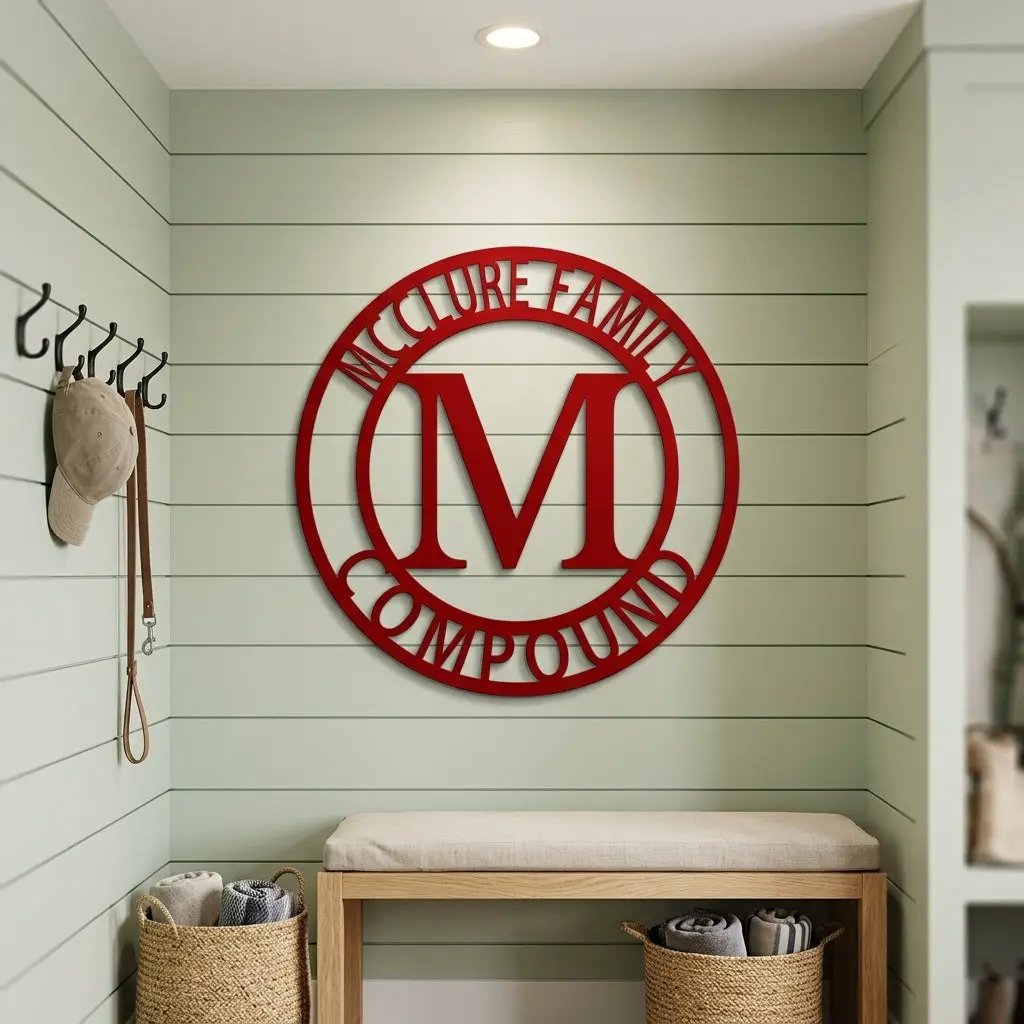 Letter Family Name Personalized Indoor Outdoor Steel Wall Sign Art