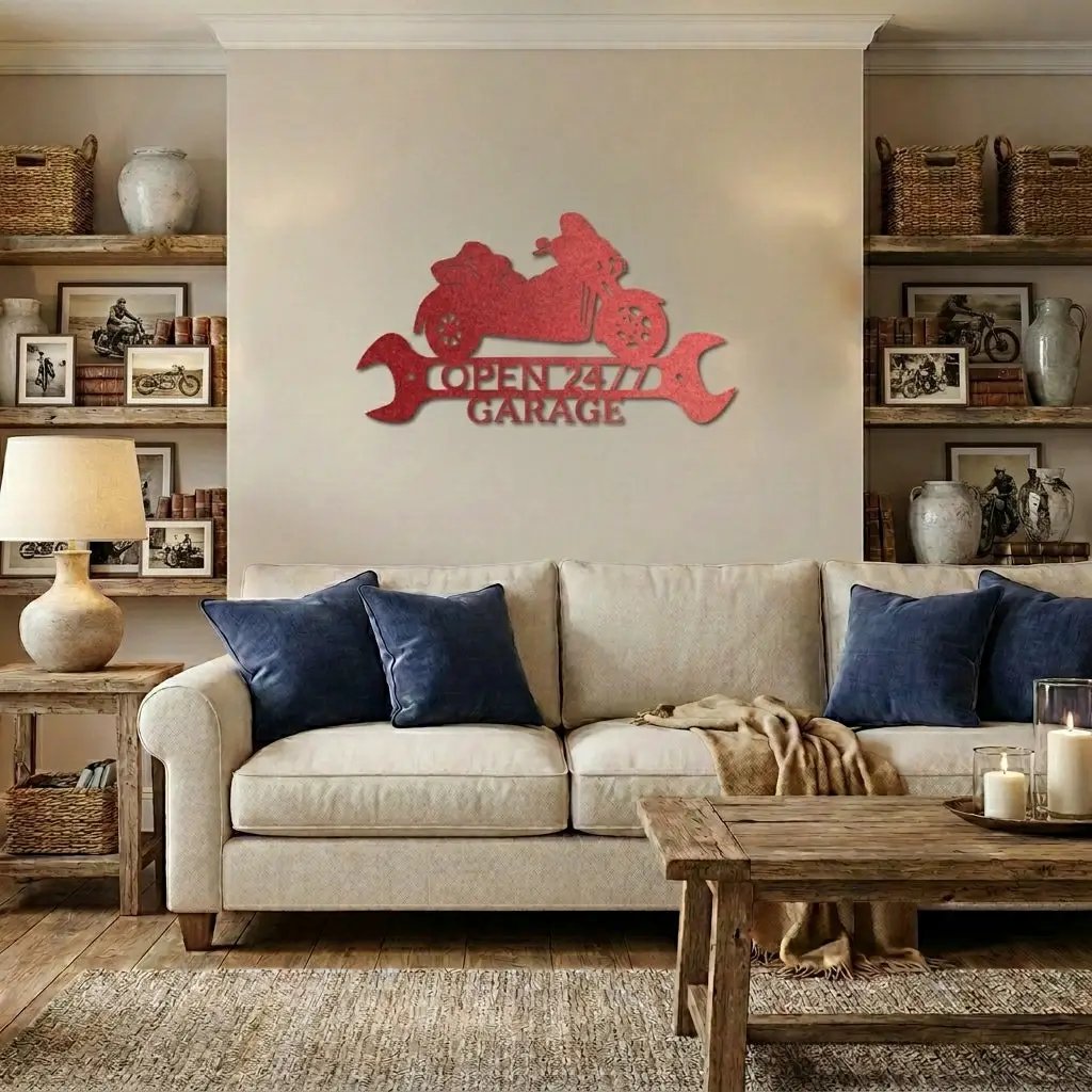 Personalized Trike Motorcycle Metal Wall Art Sign – Custom 2 Line Biker Garage Sign – Trike Rider Gift – Man Cave Decor – Steel Wall Art