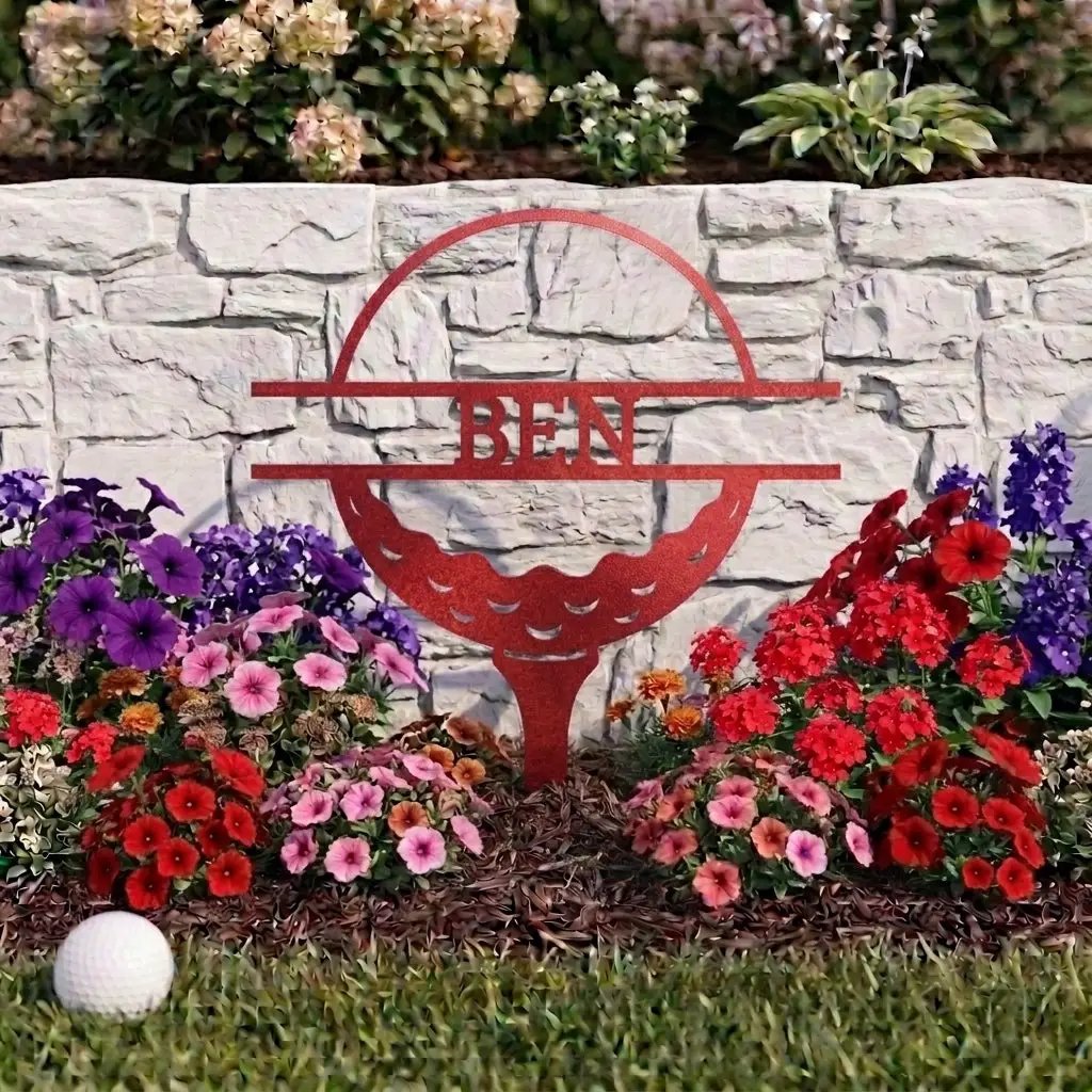 Personalized Golf Garden Stake – Custom Name Golf Tee Sign – Outdoor Yard Decor – Golfer Gift