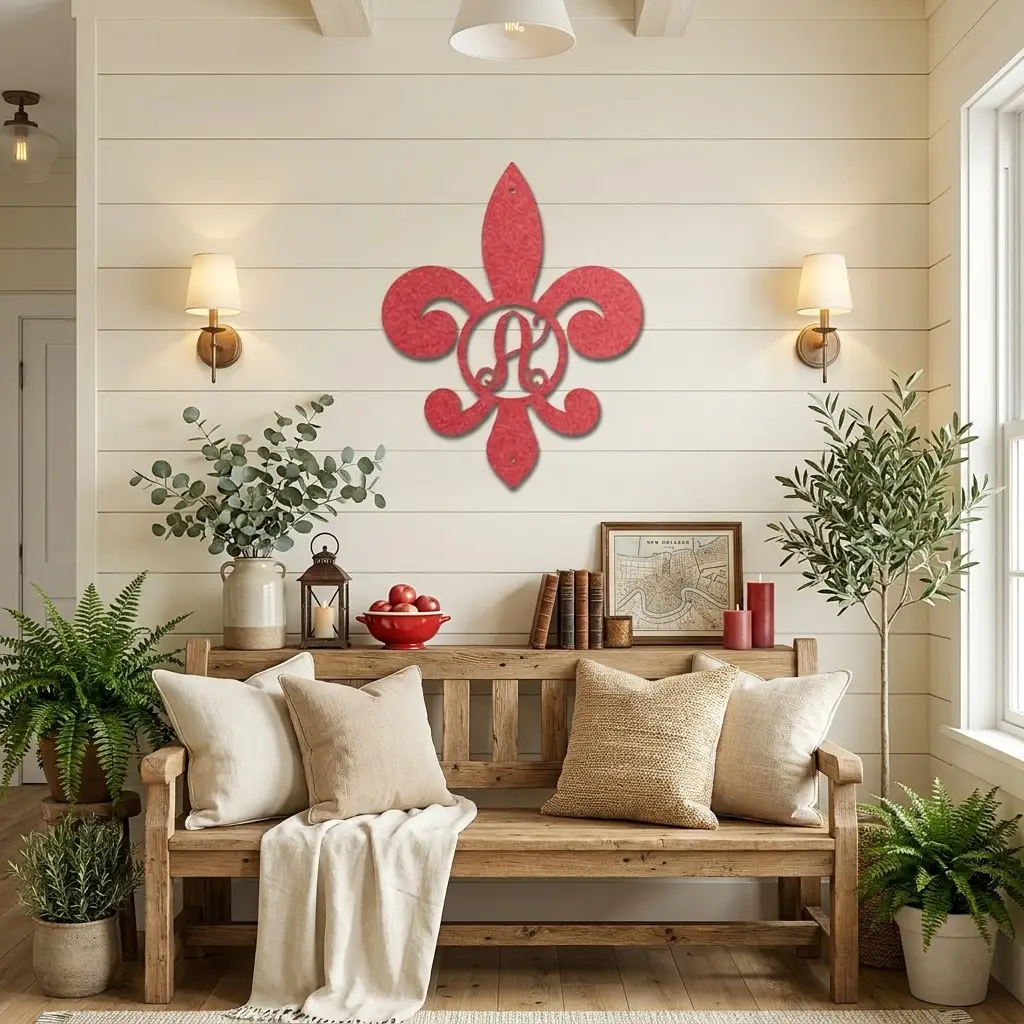 Fleur De Lis Personalized Initial Metal Art Wall Sign