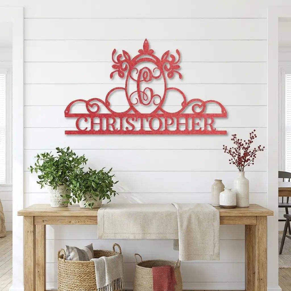Initial and Name Custom Steel Wall Sign Metal Art
